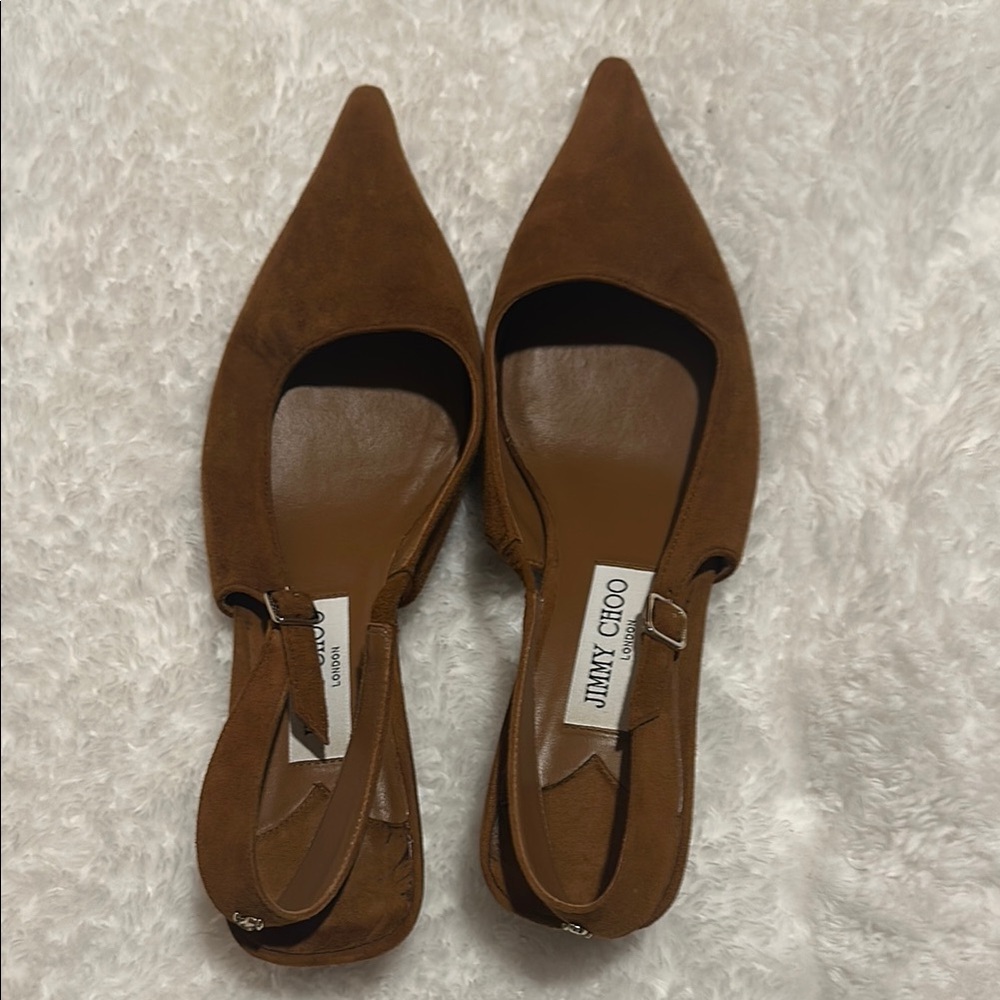 Jimmy Choo Tan Suede Flats